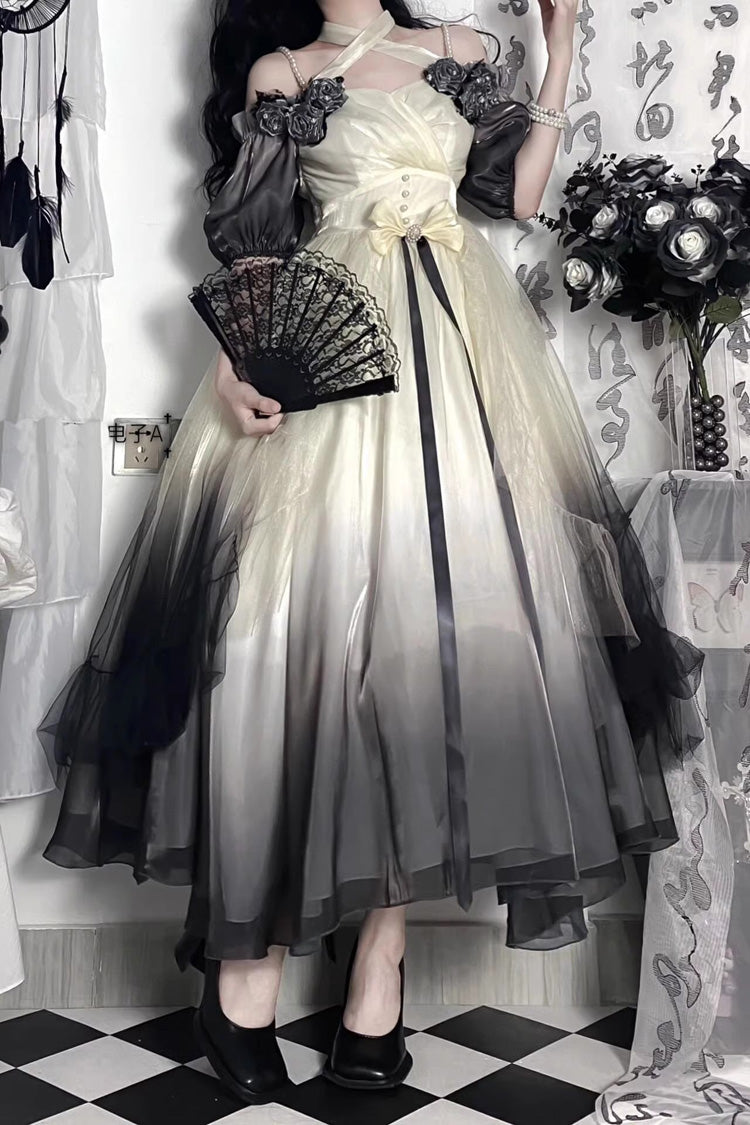 Gradient Ink Color Gorgeous Bowknot Strawberry Princess Hanayome Sweet Lolita Jsk Dress - Product - 7