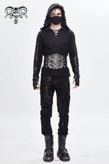 silver Lace-Up Men's Punk Faux Leather Rivers Belt - Product - 2