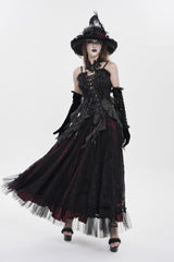 Black Ruffled Lace Lace-Up Slim Women's Gothic Overbust Corset - Product - 5