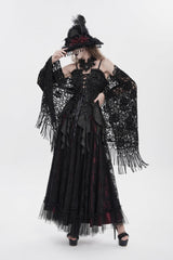 Black Ruffled Lace Lace-Up Slim Women's Gothic Overbust Corset - Product - 10