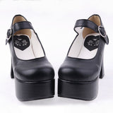 Black PU Round Toe Platform Lolita Shoes - Product - 2