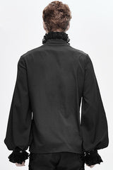 Black Chiffon Hand Embroidered Mens Gothic Blouse - Product - 3