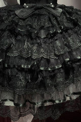 Black [Ballad of Feathers] Sleeveless Multi-Layered Ruffle Hanayome Bowknot Gothic Lolita Jsk Dress - Product - 2