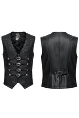 Black Rivet Buckle Men's Gothic Vest - Product - 5