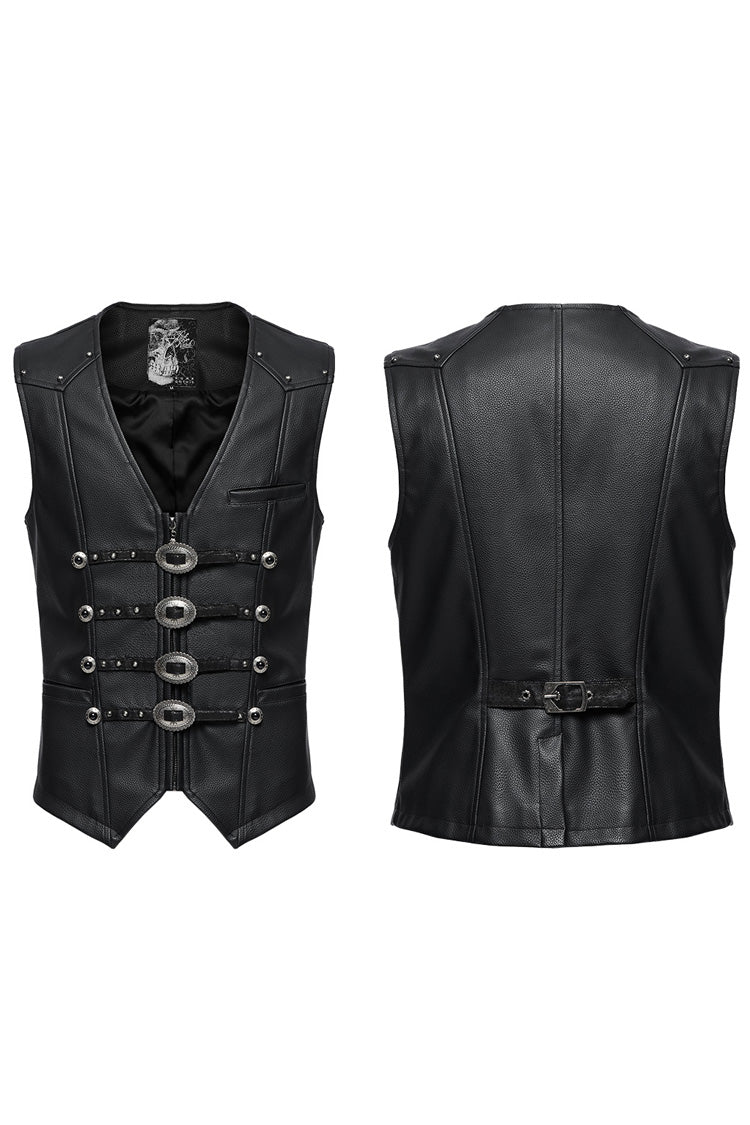 Black Rivet Buckle Men's Gothic Vest - Product - 5