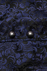 Black/Blue V Collar Jacquard Lace-Up Men's Gothic Vest - Product - 8
