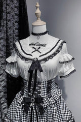 Sailor Collar Ruffle Bowknot Lace Jirai Kei Japanese Blouse 2 Colors - White - 2