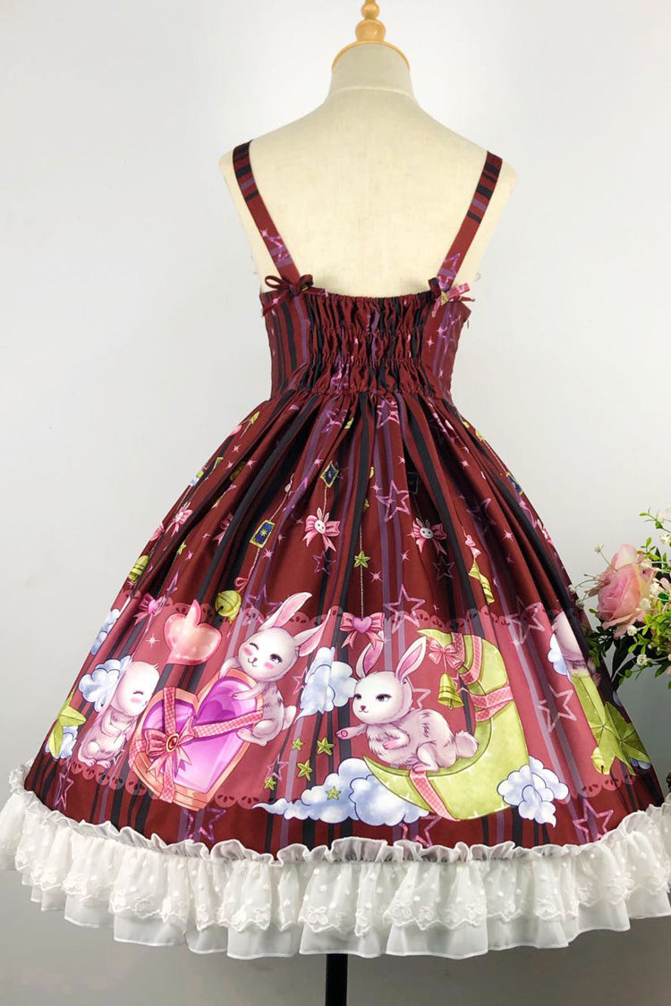 [Bunny Star Paradise] Sleeveless Print Ruffle Bowknot Lace Sweet Lolita Jsk Dress 4 - Product - 7