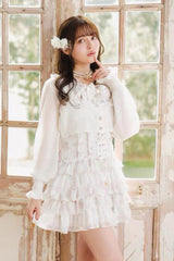 Jirai Kei Long Sleeves Multi-Layered Printed Ruffled Bow Sweet Dress 3 Colors - Product - 7