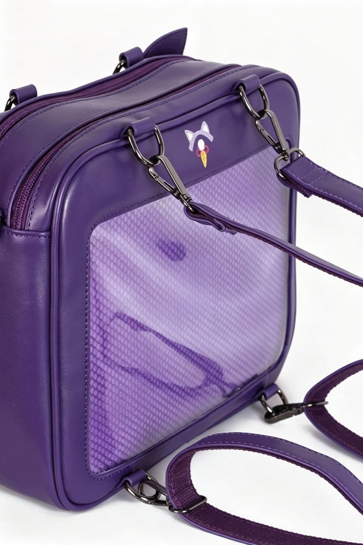 Purple Cartoon Cat Sweet Lolita Convertible Backpack/Crossbody Ita Bag - Product - 8