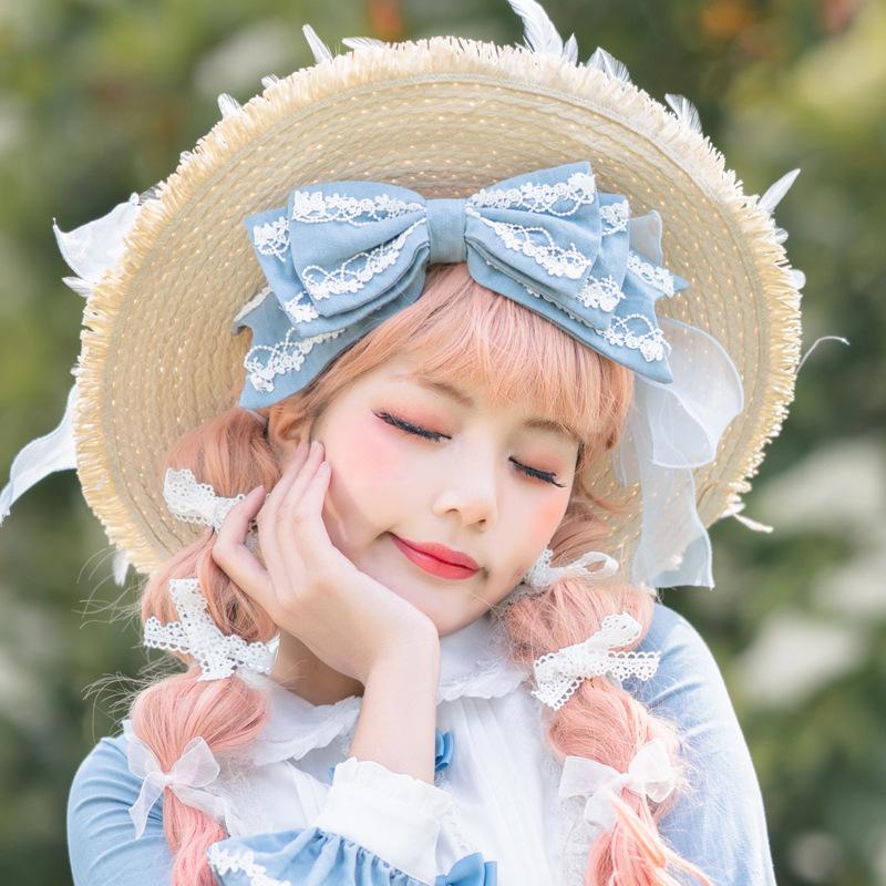 4 Colors Bowknot Lace Lolita KC Headdress - Light Blue - 2