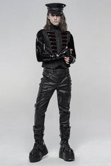 Black Rivets Leather Buckle Men's Steampunk Military Hat - Product - 4