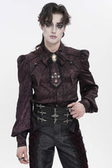 Red Printed Ruffled Bow Lace Men's Gothic Luxurious Royal Neckwear - Product - 9