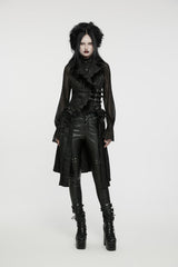 Black V Collar Sleeveless Jacquard Detachable Lace-Up Women's Gothic Vest - Product - 9