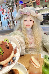 Light Gold Roman Ringlet Curls Long Wig with Blunt Bangs Sweet Lolita Style - Product - 4