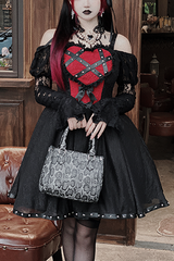 Black Wine Elegant Bowknot Long Sleeves Gothic Lolita Jsk Dress - Black - 1