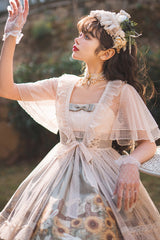Multi-Color Sleeveless Sunflower Print Elegant and Sweet Lolita Jsk Dress - Product - 10