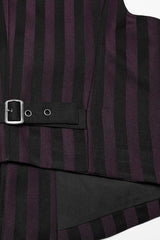 Black/Red V Collar Sleeveless Striped Print Buckle Men's Punk Vest - Product - 8