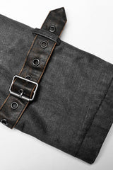 Grey Stand Collar Fake Two Piece Cloak Stitching Metal Buckle Mens Steampunk Coat - Product - 8