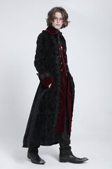 Black/Red Lapel Collar Embroidery Zipper Men's Gothic Handsome Coat - Product - 3