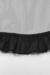 Black/Red Ruffle Stitching Mesh Plaid High/low Women's Gothic Skirt - Product - 8