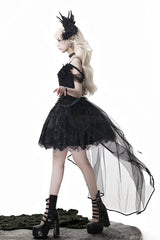 Black [Black Swan's Prayer] Sleeveless Ruffle Bowknot Gothic Ballet Lolita Jsk Dress - Product - 11