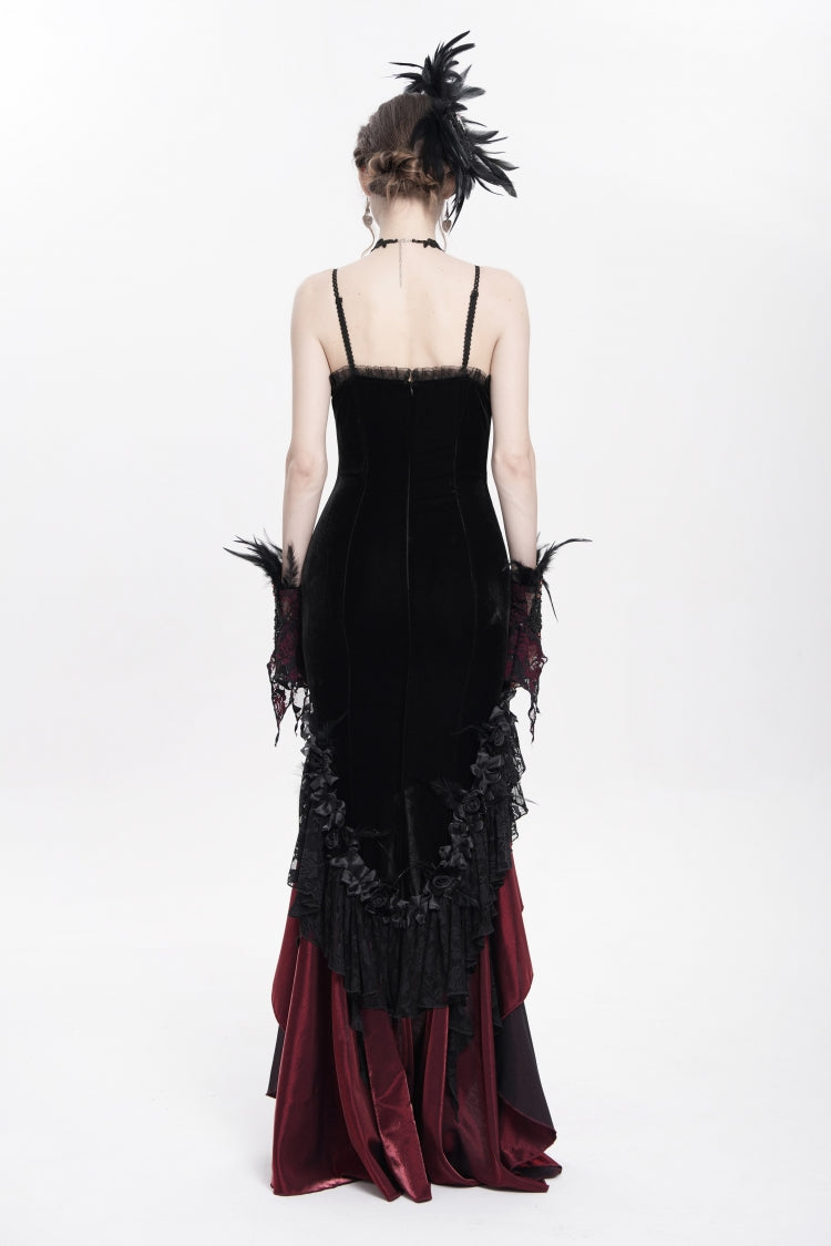 Red Off Shoulder Sleeveless Hanayome Embroidered Lace Women's Gothic Jsk Dress - Product - 4