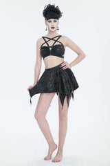 Black Pentagram Print Strap Two Piece Women's Gothic Swimsuit - Product - 2