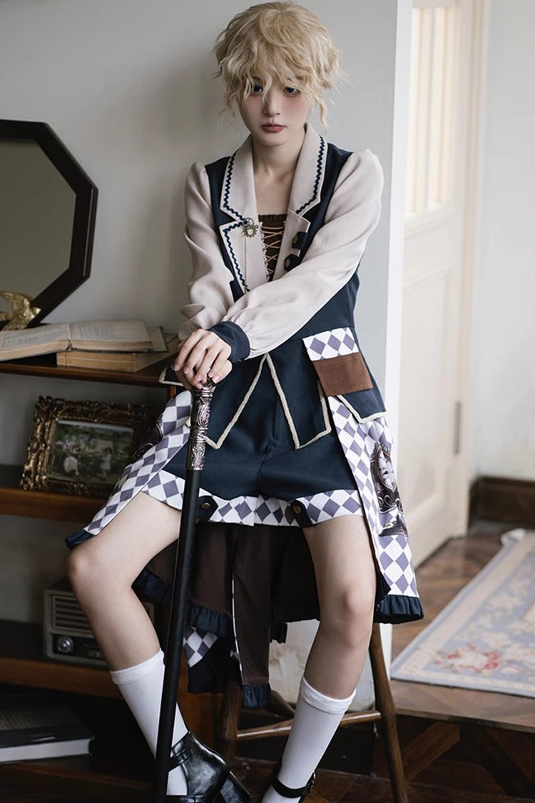 Multi-Color Time Traveler Embroidery Print Punk Ouji Fashion Lolita Set - Product - 2