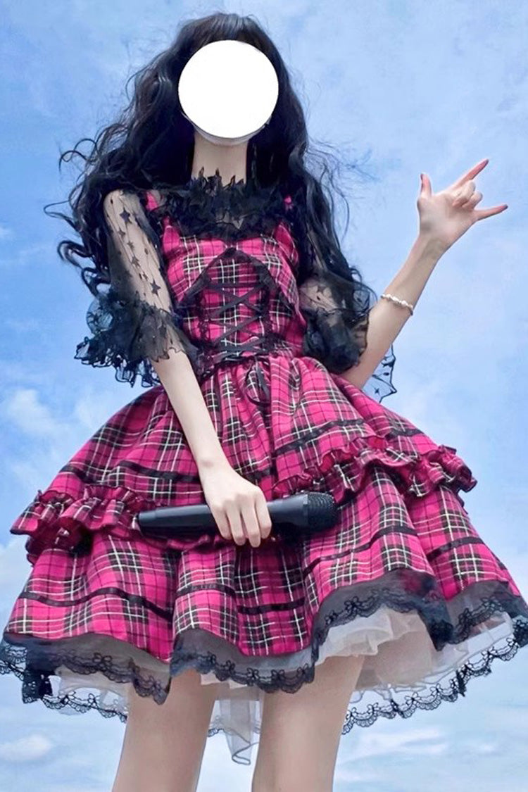 Red Sleeveless Multi-layer Ruffle Bowknot Gothic Lolita Jsk Dress - Product - 2