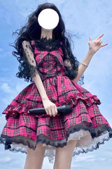 Red Sleeveless Multi-layer Ruffle Bowknot Gothic Lolita Jsk Dress - Product - 2