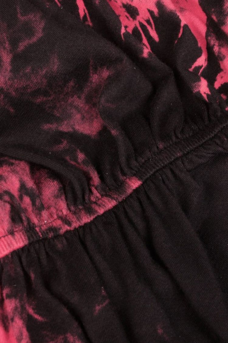 Black/Red Irregular Tie-dyed Patchwork Women's Punk Slip Dress - Product - 18