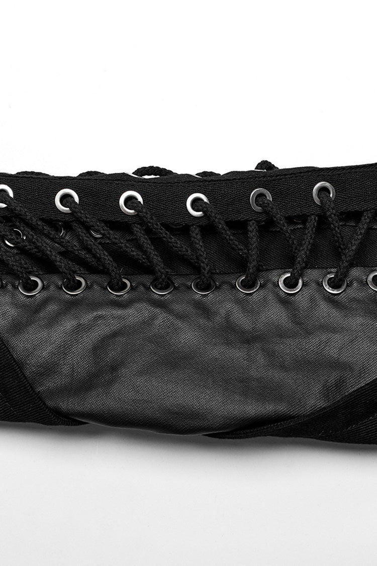 Black Stand Collar Asymmetric Rivet Buckle Men's Punk Faux Leather Harness - Product - 8
