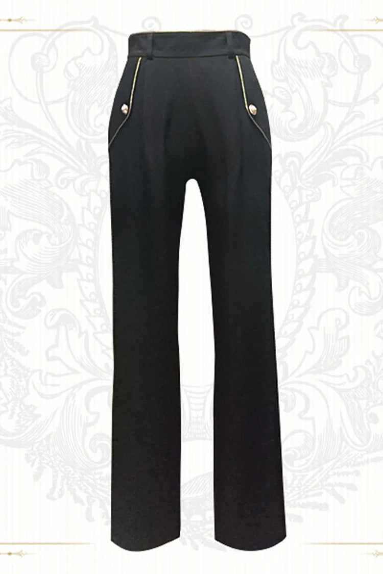 Prince Style Retro Immortal Rose Ouji Lolita Trousers - Black - 1