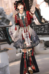 Multi-Color [Fox Trace Codex] Stand Collar Long Sleeves Printed Embroidered Classic Chinese Style Elegant Lolita Dress - Product - 2
