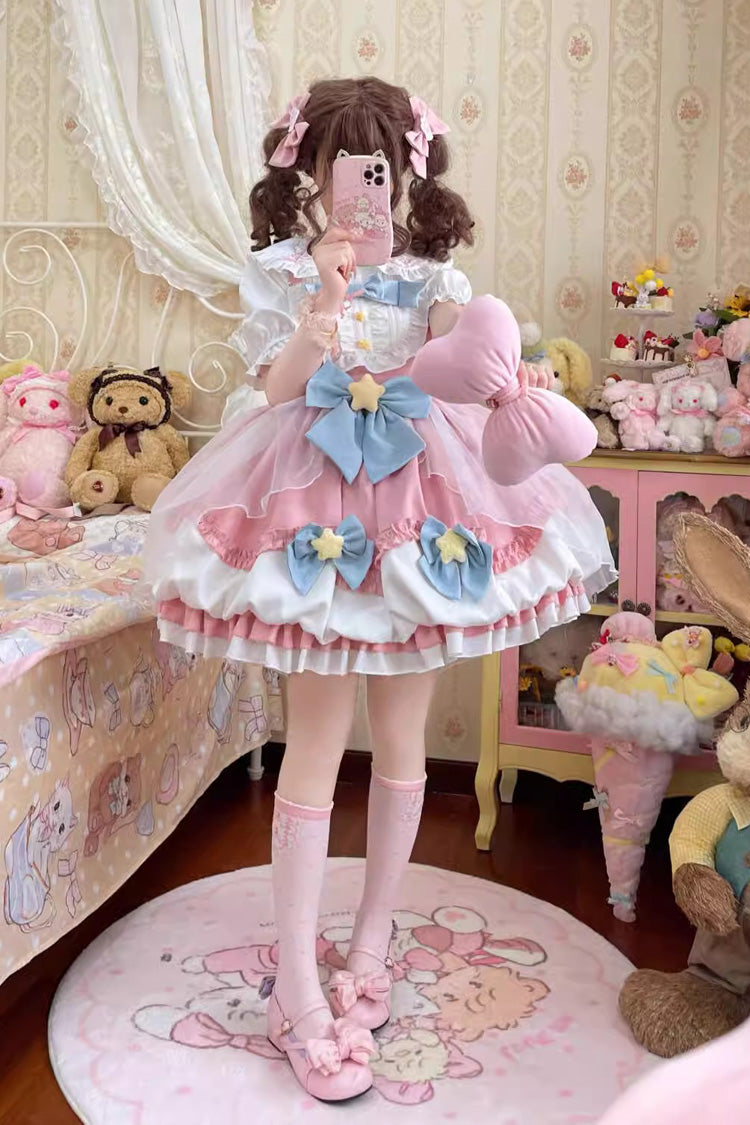 Little Wishing Star Ruffle Bowknot Bud Sweet Lolita Jsk Dress 5 Colors - Product - 13