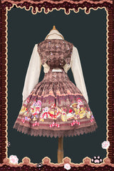 [Cream Meow] Sleeveless Print Bowknot Hooded Sweet Lolita Strap Dress 3 Colors - Product - 9