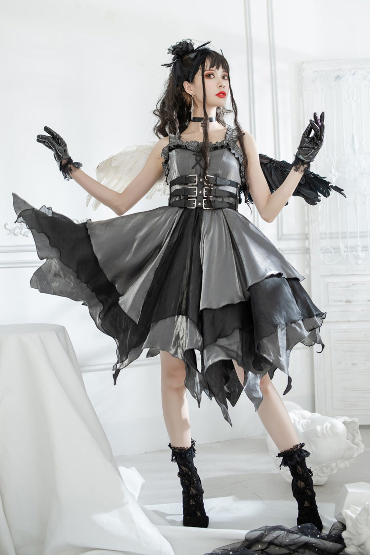 Silver/Grey [Seven Deadly Sins: Lust] Multi-Layered Irregular Gothic Lolita Jsk Dress - Product - 7