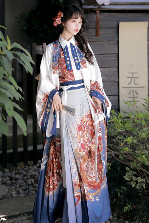 Multi-Color Original Chinese Han Dynasty Pipa Printed Classic Hanfu Dress Full Set - Product - 3