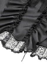 Black Square Collar Short Sleeves Ruffled Lace Lace-Up Women's Gothic Rococo Corset Top - Product - 16