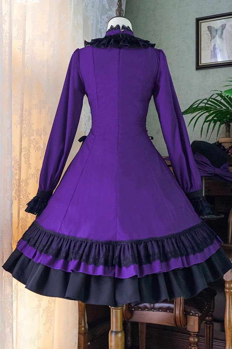 Point Manor Solid Color Stand Collar Long Sleeves Multi-layer Ruffle Gothic Lolita Dress 5 Colors - Product - 32