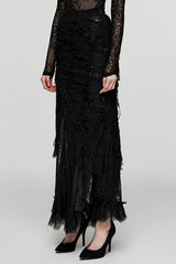 Black Stitching Lace Ripped Women's Gothic Skirt - Product - 2