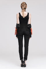 Black Burnt Out Hole Resin Spike Metal Ring Sleeveless Women's Punk Vest - Product - 8