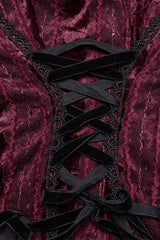Red V Collar Long Puff Sleeves Women's Gothic Blouse - Product - 7