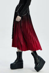 Black/Red Metal Nails Metal Chain Decoration Gradient Women's Steampunk Skirt - Product - 2