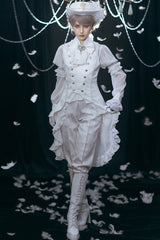 White Hidden Prejudice Never Fades Vintage Elegant Prince Handsome Ouji Lolita Coat - White - 5