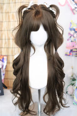 Hazelnut Ash Brown Wispy Air Bangs Soft Curls Sweet Lolita Wig - Hazelnut-Ash-Brown - 1