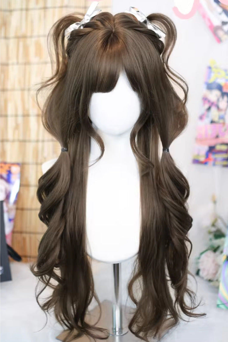 Hazelnut Ash Brown Wispy Air Bangs Soft Curls Sweet Lolita Wig - Hazelnut-Ash-Brown - 1