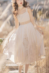White Chinese Style Bronzing Flower Embroidery Sweet Lolita Jsk Dress - White - 1