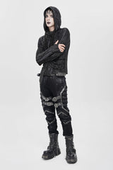 Black Buckle Straps Pleated Men's Punk Pants - Product - 8